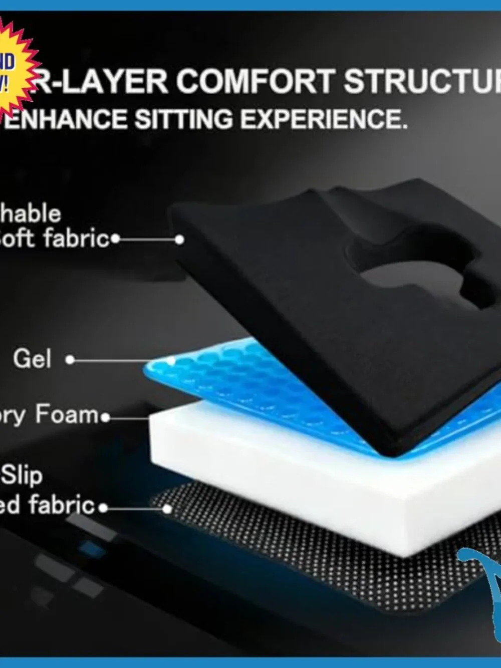Memory Foam Gel Wheelchair Seat Cushion Pressure Relief Sciatica Pain